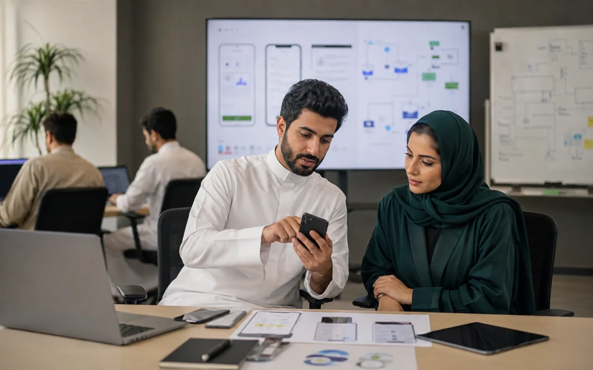 فريق منتجات سعودي يختبر تطبيقًا مخصصًا للجمعية